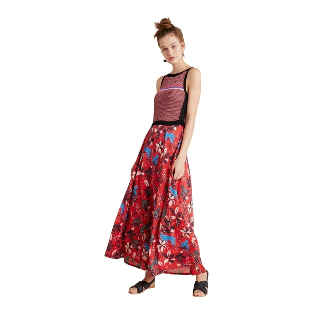 Anthropologie Aldomartins Natasha Sweater Maxi Dress MP Red Leopard Boho